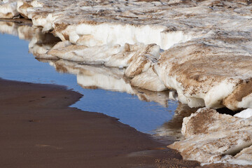 Sticker - Photo of salt rock formation on a sea shore