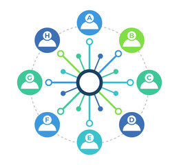 Poster - User people data virtual connected network. Blockchain cryptocurrency 
technology design template.