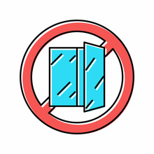 Open Window Prohibition Sign Color Icon Vector Illustration