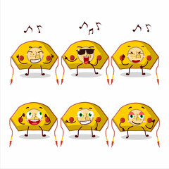 Sticker - An image of yellow chinese woman hat dancer cartoon character enjoying the music