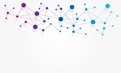 Leinwandbilder - Network connected dots and lines 
technology fintech background template. Blockchain linked global digital database graphic vector.