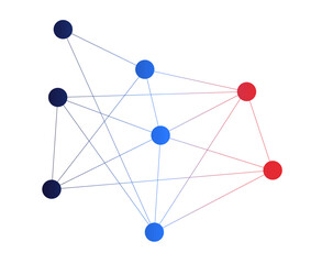 Leinwandbilder - Simple blockchain network connected 
technology fintech template. Dots linked global digital data interface graphic vector.