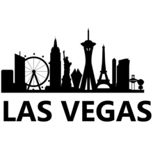 Las Vegas City Skyline On White Background. Las Vegas City, USA Silhouette. City Of Las Vegas Nevada Sign. Flat Style.