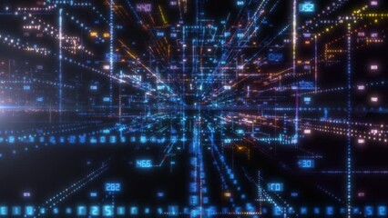 Poster - 3D Big Data Digital tunnel. Technology concept background