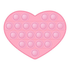 Wall Mural - Pop it soft pink heart for a Valentines day as a fashionable silicon fidget toy. Addictive anti-stress cute toy in pastel colors. Bubble popit for kids. Vector illustration isolated on a white