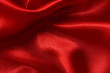 Wall Mural - Red fabric cloth texture for background and design art work, beautiful crumpled pattern of silk or linen.