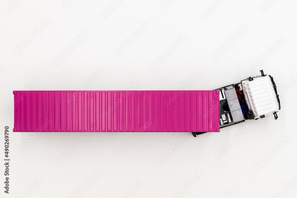 Semi trailer truck lorry container cargo vehicle on white background ...