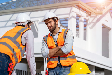 Fototapete - construction workers in warehouse