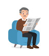 © Colorfuel Studio - old man sit on sofa and read newspaper
