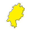 Simple outline map of Hesse is a state of Germany.