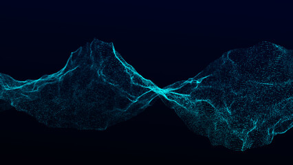 Aufkleber - Dynamic sound wave. Blue energy flow concept. Cyberspace background. 3D rendering.