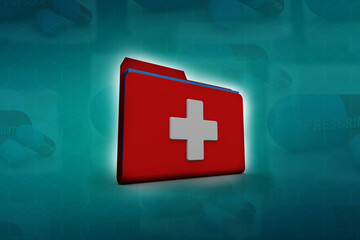 Poster - 3d rendering hospital folder with documents