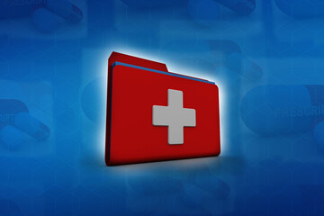 Poster - 3d rendering hospital folder with documents