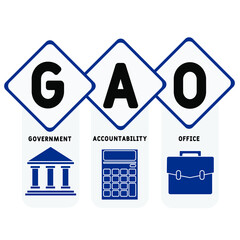 Canvas Print - GAO - Government accountability office acronym. business concept background. vector illustration concept with keywords and icons. lettering illustration with icons for web banner, flyer, landing pag