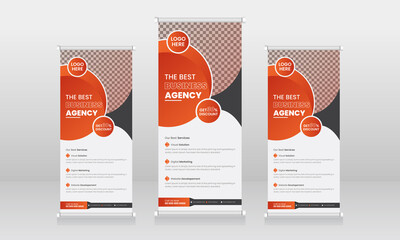 business roll up banner stand template design, corporate stand roll up banner layout, promotional ba