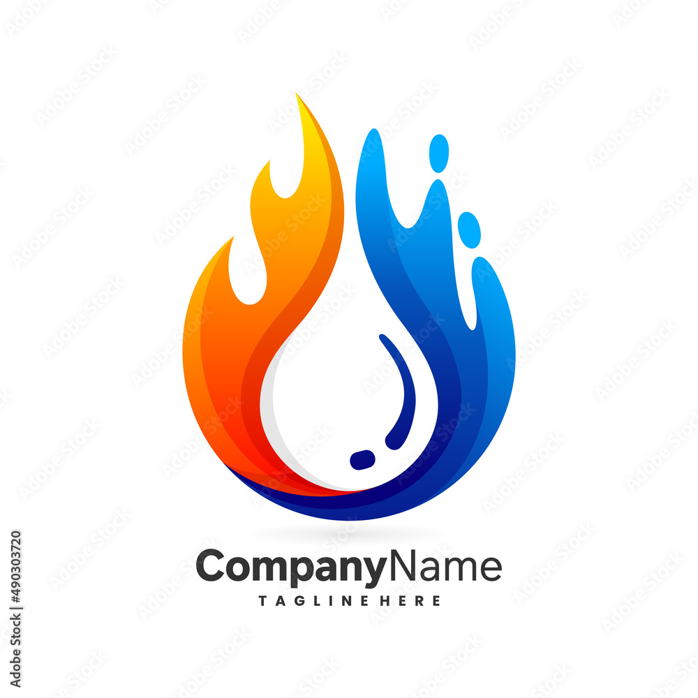 water and fire logo, water fire logo