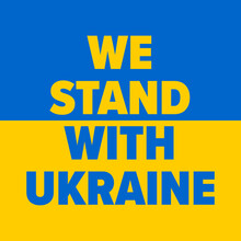 WE STAND WITH UKRAINE Poster or Banner with Bold Text on Ukraine Flag Background