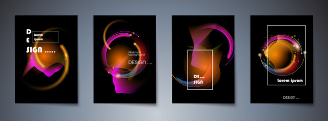 Vector set of modern trendy, graphic creative design. Abstract fluid, liquid color background, Illustration element of dynamic flow and fluid shape. gradient color for layout template, banner, poster