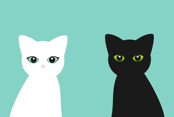 Wall Mural - black and white cats.