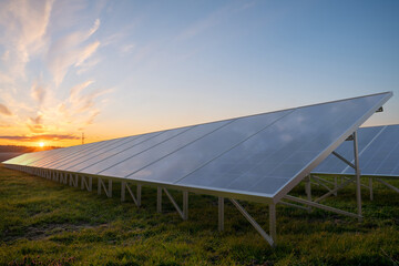 Wall Mural - photovoltaic farm on a green field
