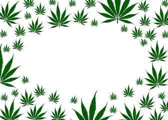 Wall Mural - Weed border with green cannabis isolated on white