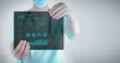HL7 (Health Level 7). Doctor holding virtual letter with text and an interface. Medicine in the future