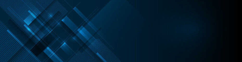 Aufkleber - Vector modern digital graphic design with light line, geometric shape, stripe line pattern and texture on gradient blue colours background. Illustration abstract art for banner, wallpaper background
