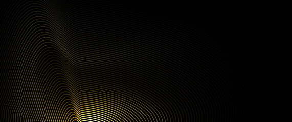 Wall Mural - vector abstract art with gold, yellow wave line or curve line pattern, smooth light shiny, texture o