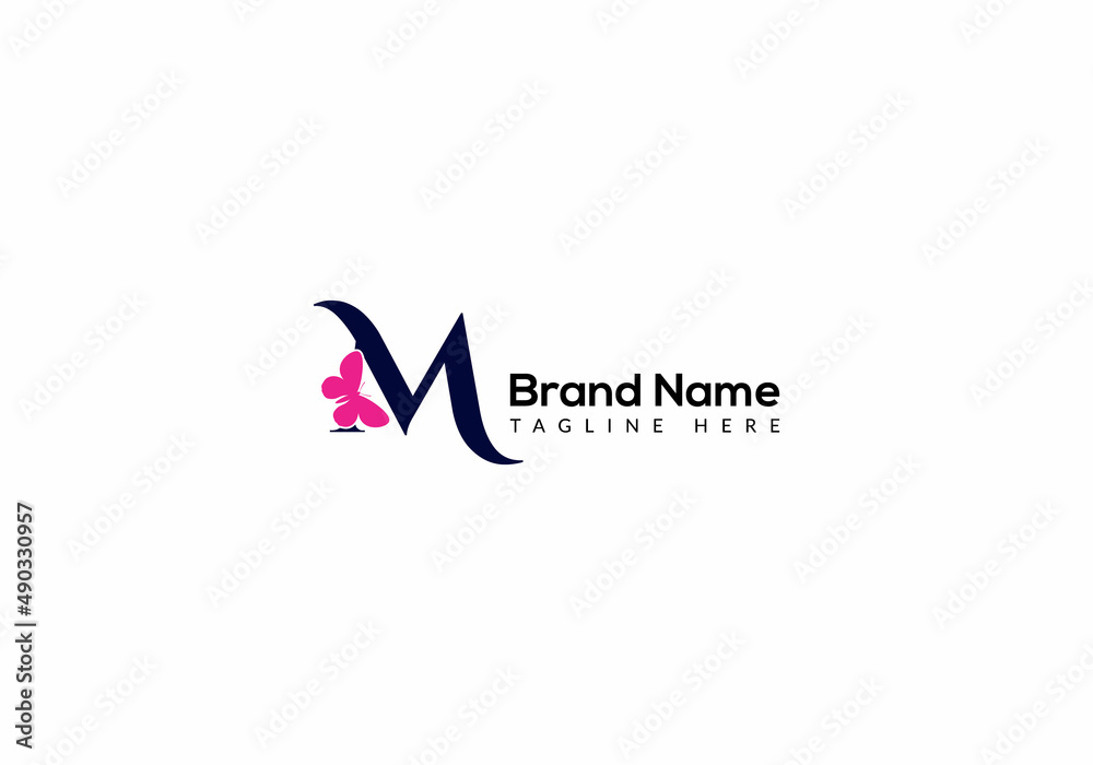 Abstract M letter modern initial butterfly lettermarks logo design ...