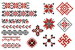 Set of editable Ukrainian traditional seamless ethnic patterns for embroidery stitch. Vintage floral and geometric ornaments.