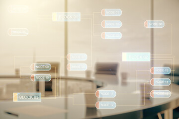 Aufkleber - Multi exposure of abstract software development hologram on a modern meeting room background, research and analytics concept