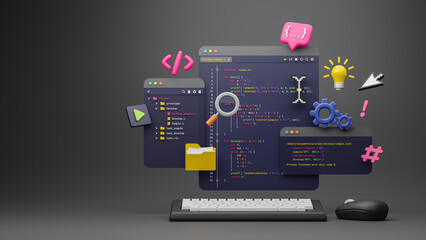 programmer developer typing script source languages coding symbols icon development project data pro