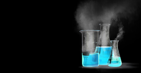 Wall Mural - flasks with blue liquid
