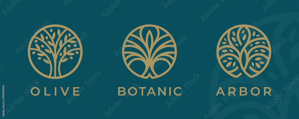 Logogram Tree Tree logo icon set design. Garden plant natural symbols template. Tree ...