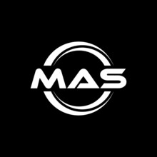 MAS Letter Logo Design With Black Background In Illustrator, Vector Logo Modern Alphabet Font Overlap Style. Calligraphy Designs For Logo, Poster, Invitation, Etc.