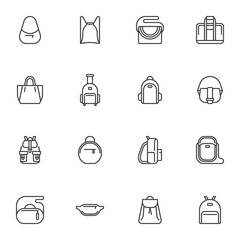 Wall Mural - Woman bag line icons set