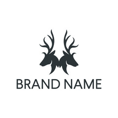 Poster - deer logo design vector template