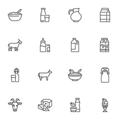 Wall Mural - Milk products line icons set