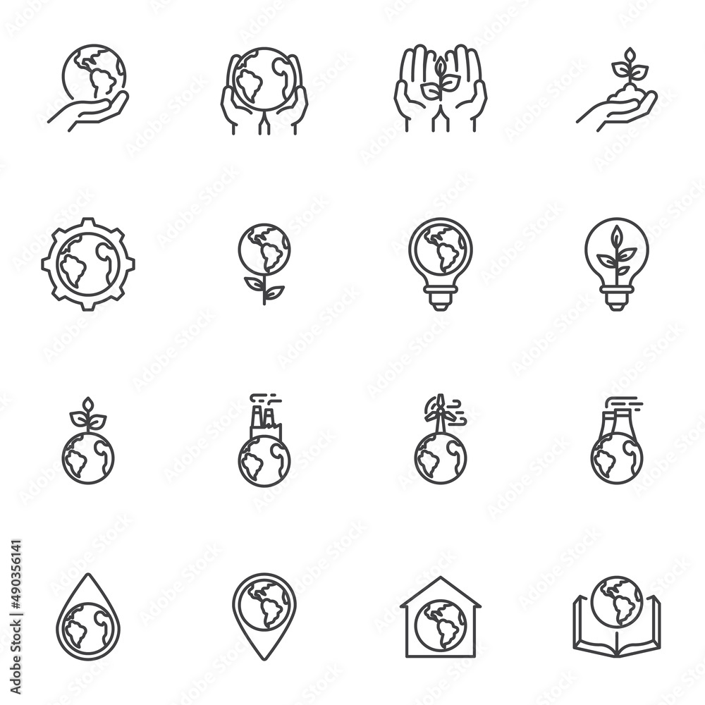 World environment day line icons set Stock Vector | Adobe Stock