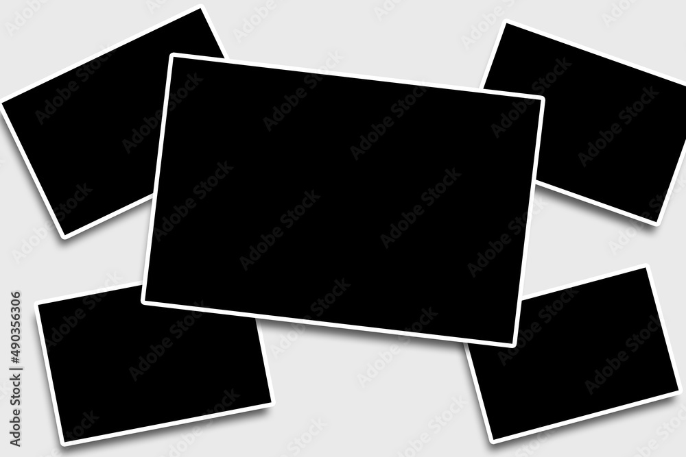 5 Rectangle photo frames in black and white colors with clean ...
