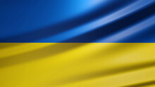 Ukraine Flag Detail Waving On Wind. 3D Render Illustration.