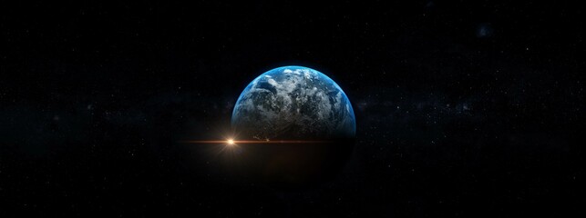 Wall Mural - winter solstice ,earth in space , panoramic view , spring equinox concept