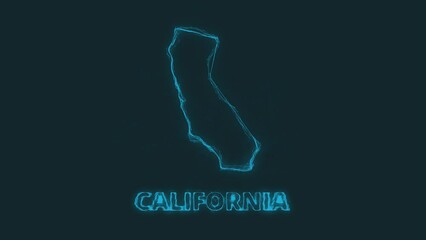 Poster - Plexus flat map showing the state of California from the United State of America on black background. USA. Plexus map of California