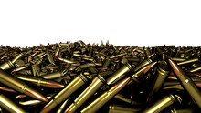 Pile Of Fire Bullets Or Ammunition Isolated Background. 3d Render