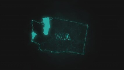 Poster - Plexus flat map showing the state of Washington from the United State of America on black background. USA. Plexus map of Washington