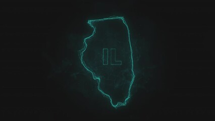 Poster - Plexus flat map showing the state of Illinois from the United State of America on black background. USA. Plexus map of Illinois