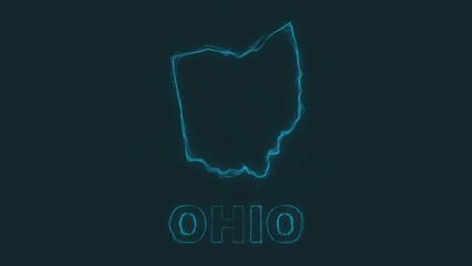 Poster - Plexus flat map showing the state of Ohiofrom the United State of America on black background. USA. Plexus map of Ohio
