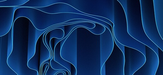 Poster - Abstract Blue Waves Stripe Pattern Background