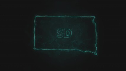 Poster - Plexus flat map showing the state of South Dakota from the United State of America on black background. USA. Plexus map of South Dakota