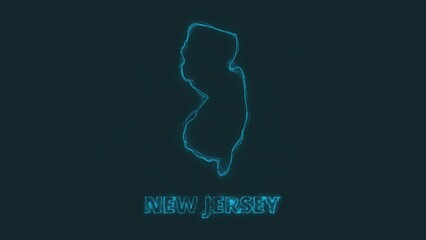 Poster - Plexus flat map showing the state of New Jersey from the United State of America on black background. USA. Plexus map of New Jersey